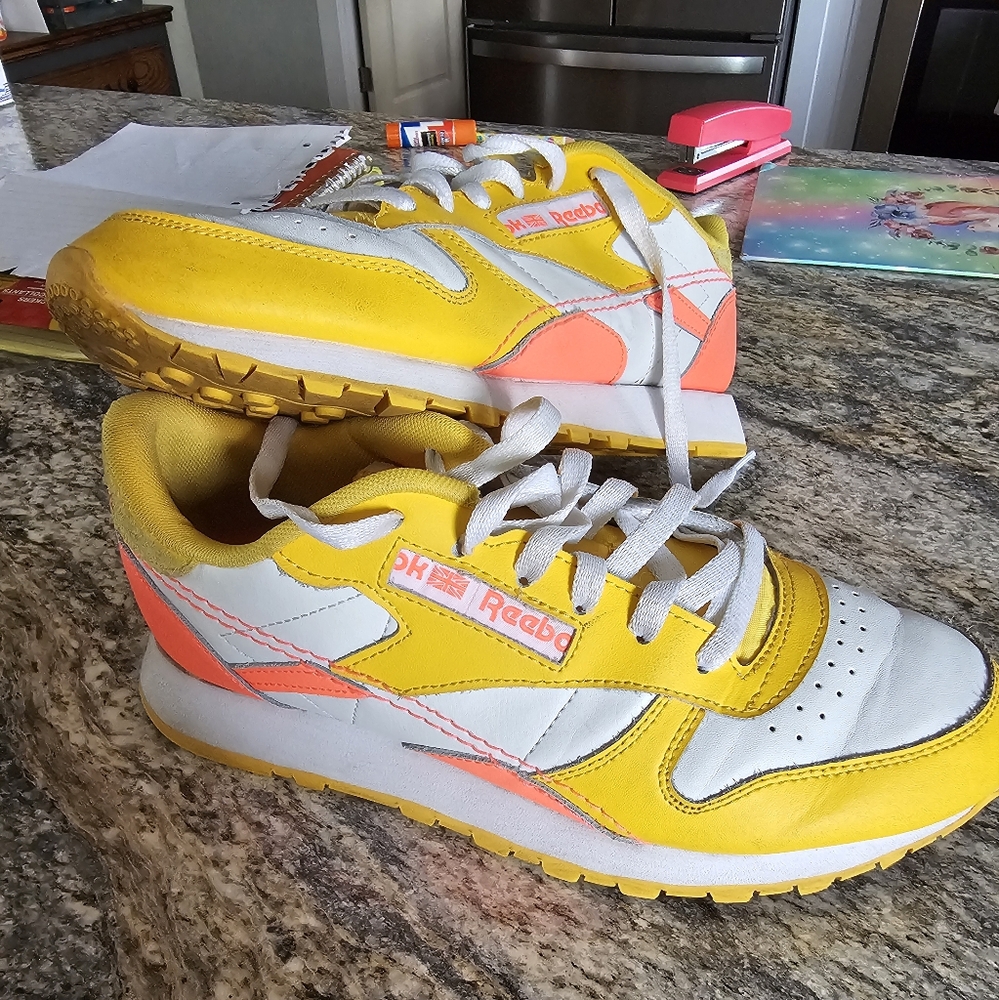 Reebok Women's Yellow and Pink Sneakers